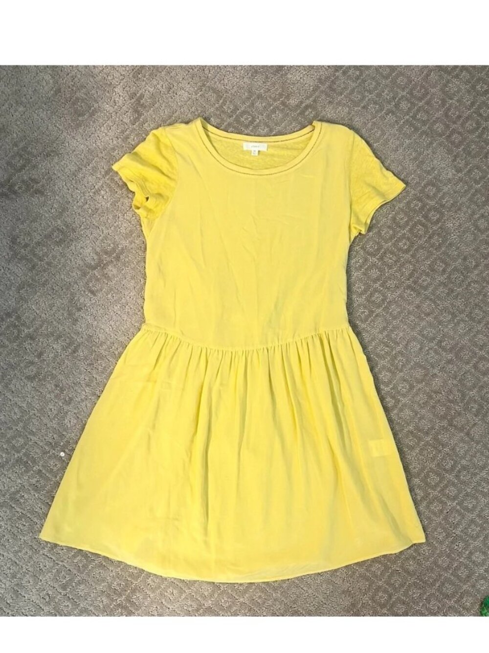 EUC A Loves A Anthropologie Silk Yellow T-Shirt Dress, Size XS